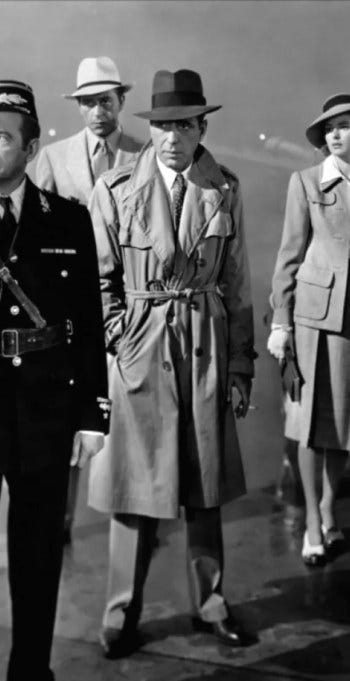 Humphrey Bogart as Rick Blaine in Casablanca (1942).