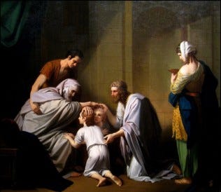 Jacob Blessing Ephraim and Manasseh, Benjamin West, c. 1768 Jacob Blessing Ephraim and Manasseh, Benjamin West, c. 1768
