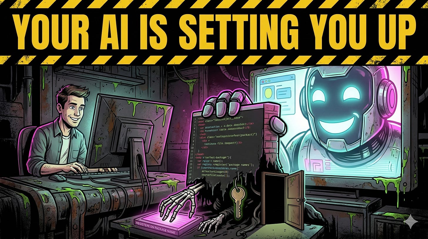 AI pair programmer security vulnerabilities vibe coding slopsquatting hardcoded secrets broken authentication LLM-generated code risks