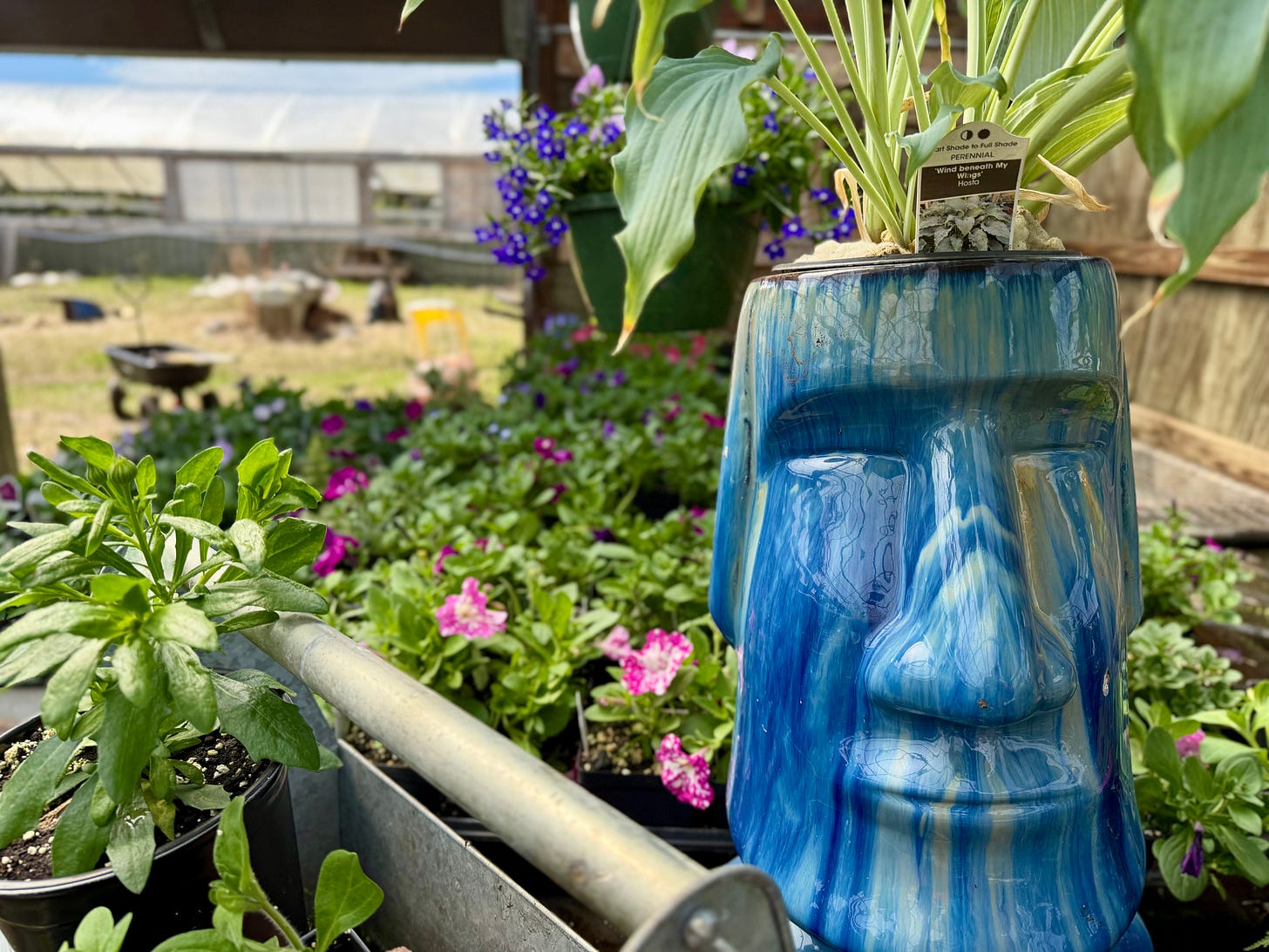 Head-shaped ceramic garden planter 
