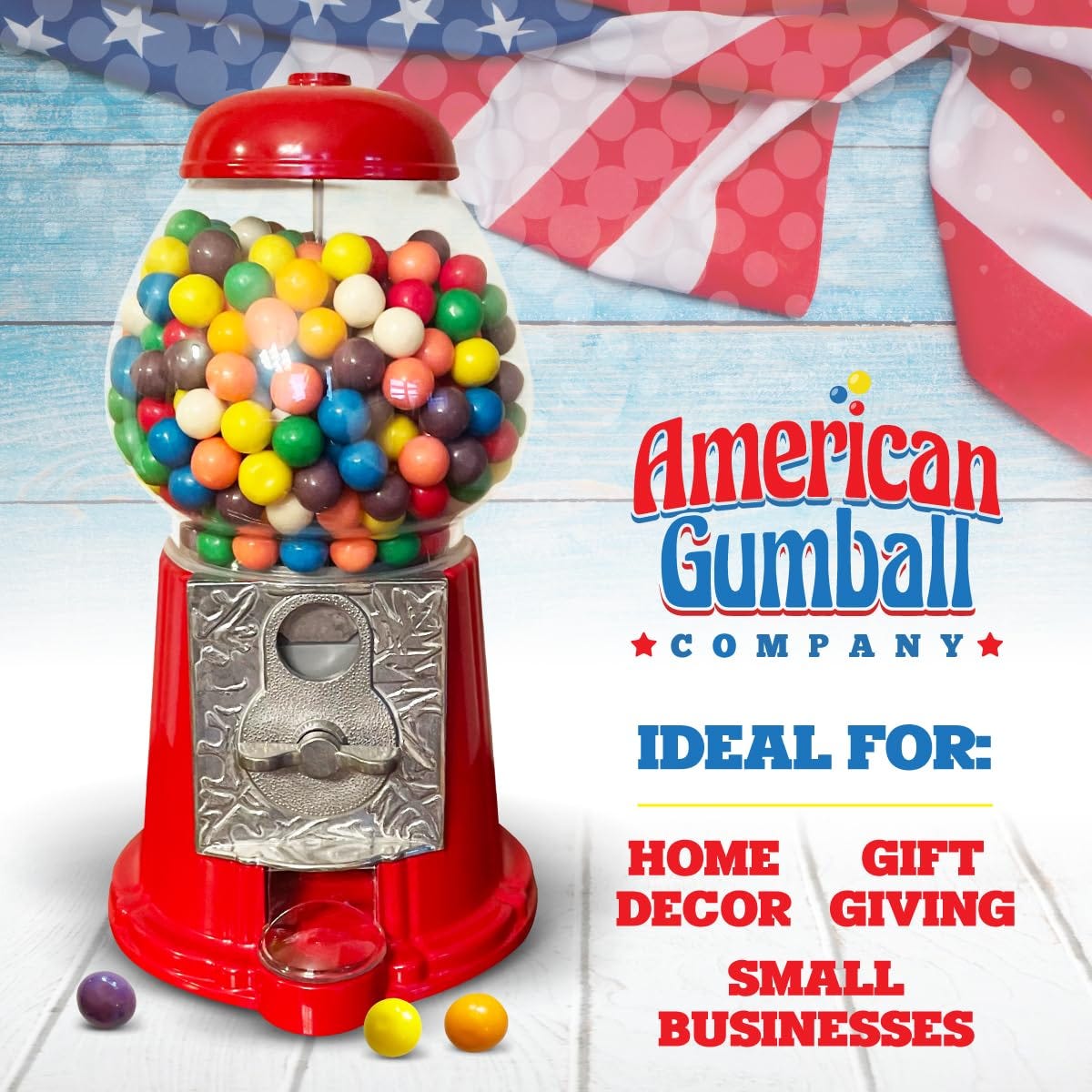 Amazon.com: American Gumball Company - Máquina roja clásica de bolas de  chicle, de metal, de 11 pulgadas, estilo antiguo, para bolas de goma de  mascar de 0.62 pulgadas, caramelos o nueces. Acepta