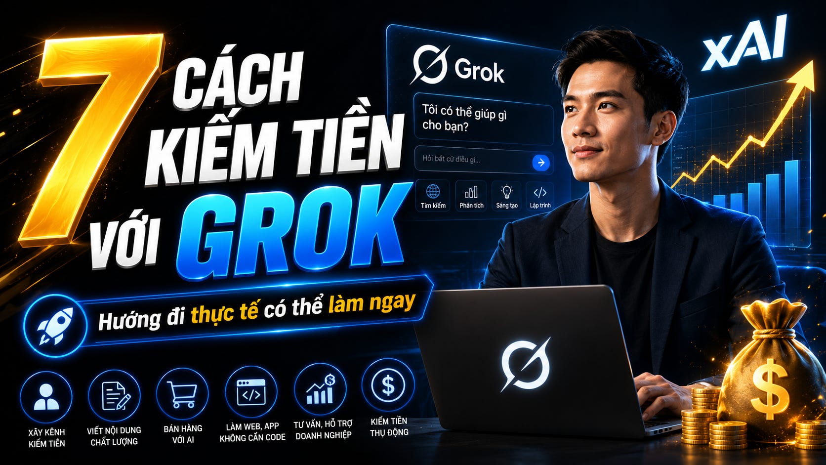 Cách kiếm tiền với Grok: 7 hướng đi thực tế đang có thể làm ngay