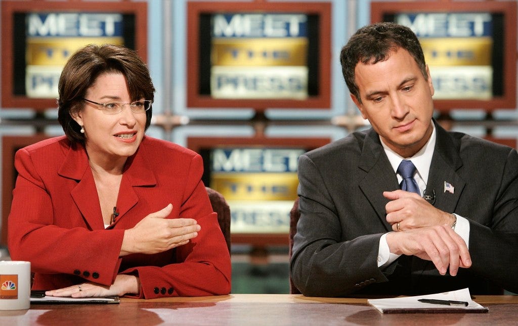 WASHINGTON - OCTOBER 15: Democratic U.S. Senate candidate Amy Klobuchar and Republican U.S. Senate candidate Rep. Mark Kennedy (R-MN) participate in a debate on