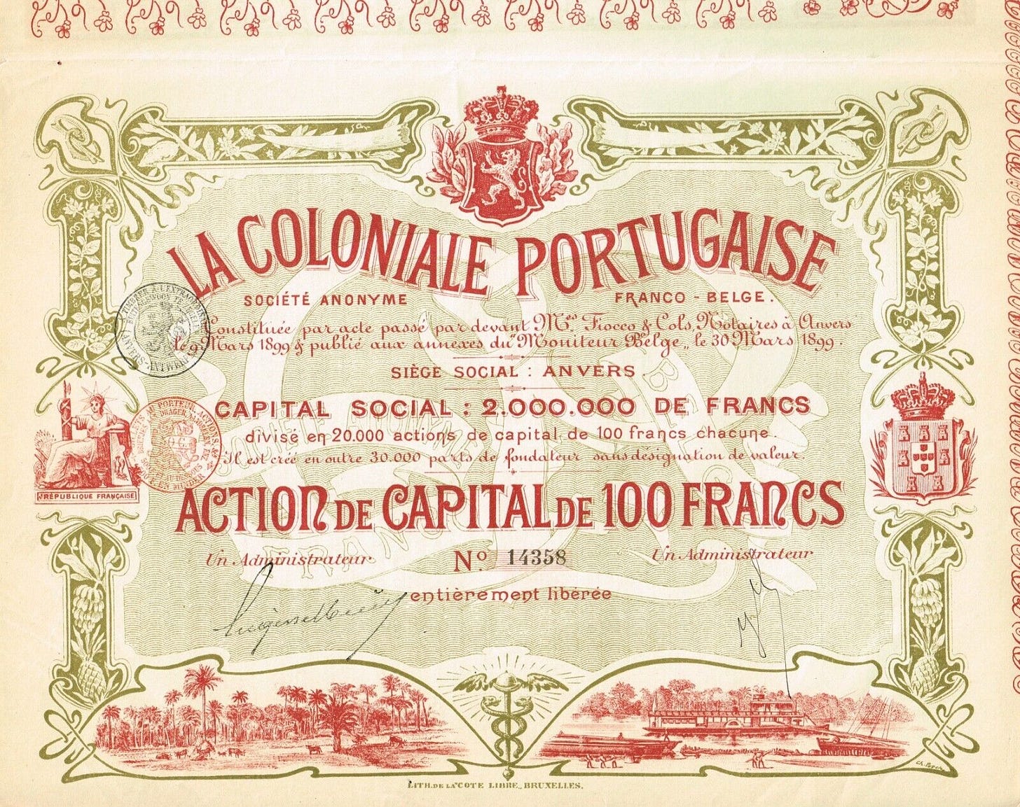 AFRICA GUINEA PORTUGUESE TRADING, MINING COMPANY stock certificate/bond - Picture 1 of 1