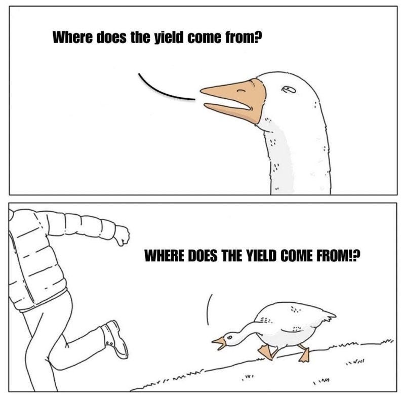 Every time I read about the debate over whether yield on stablecoins should be banned, I turn into the goose in this meme. What yield? Yield from doing what? Where does the Every time I read about the debate over whether yield on stablecoins should be banned, I turn into the goose in this meme. What yield? Yield from doing what? Where does the