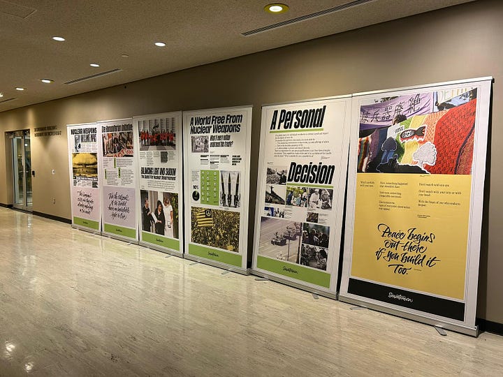 Before and after of damaged exhibit.