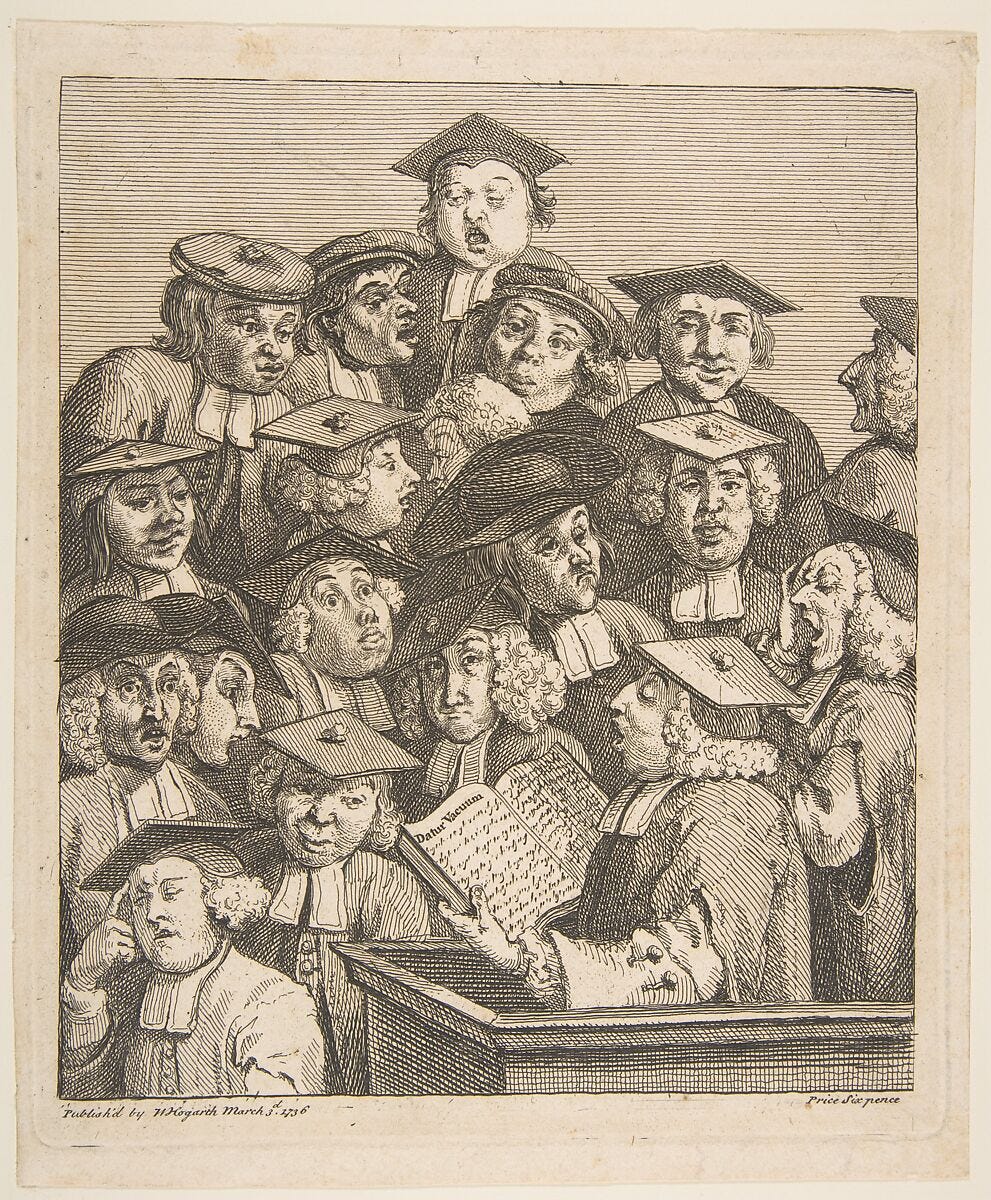 Scholars at a Lecture, William Hogarth (British, London 1697–1764 London), Etching and engraving; state two of two 