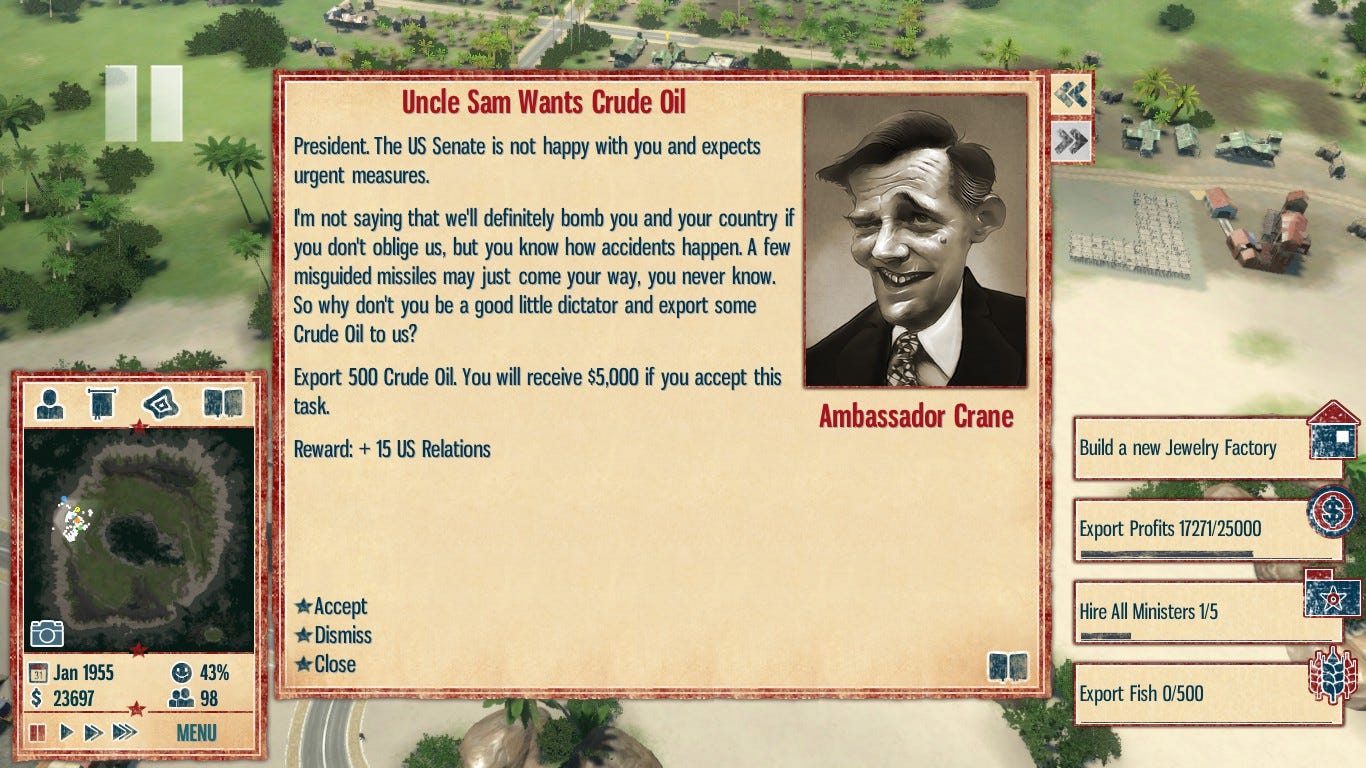U.S. accurately portrayed in Tropico : gaming