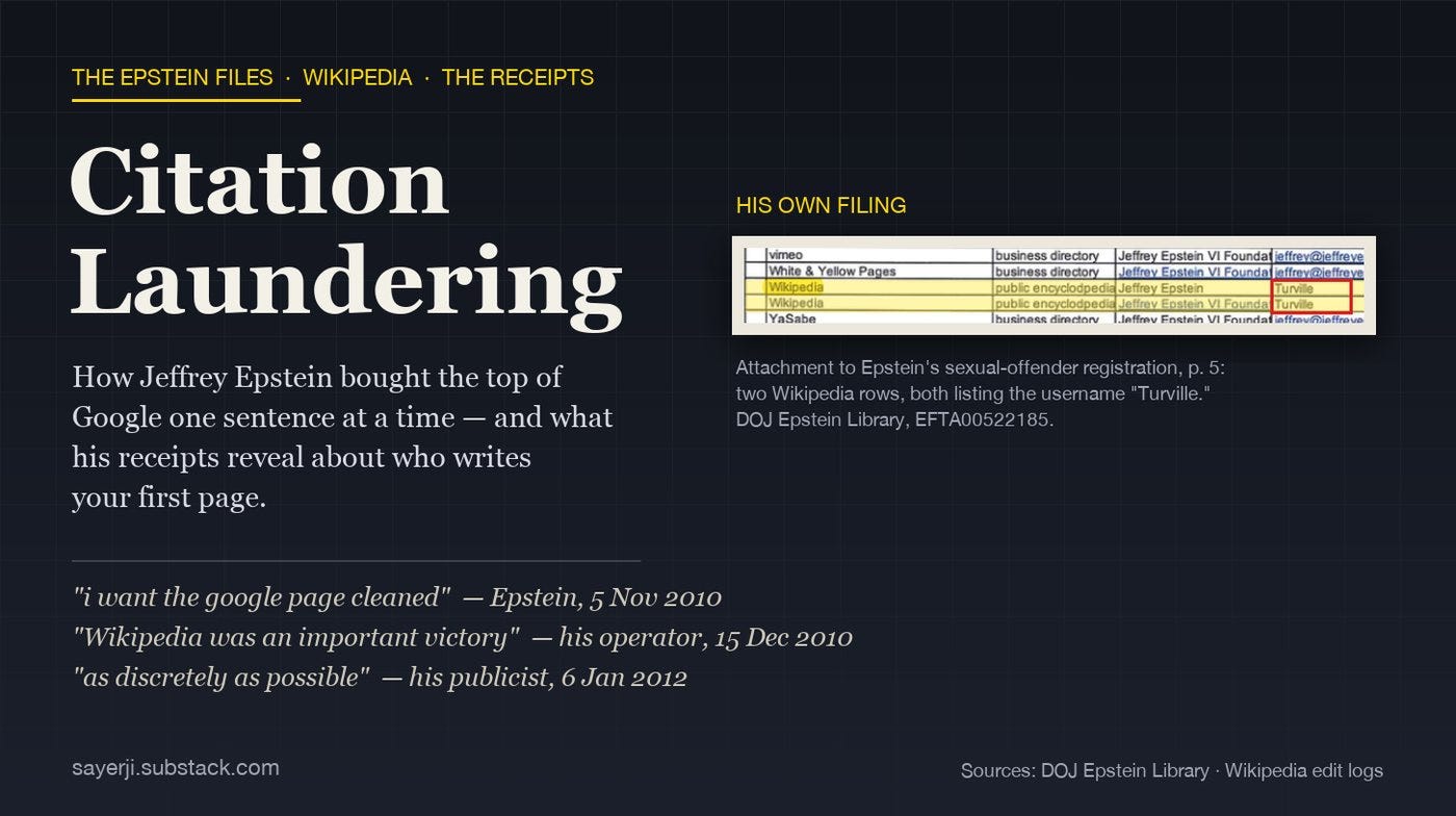 Citation Laundering: how Jeffrey Epstein bought the top of Google one sentence at a time