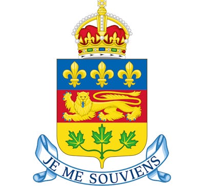 The cost of Arms of Quebec, with the motto "Je Me Souviens"