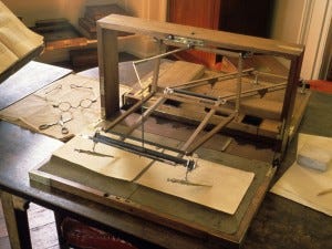 Polygraph machine on a desk with papers