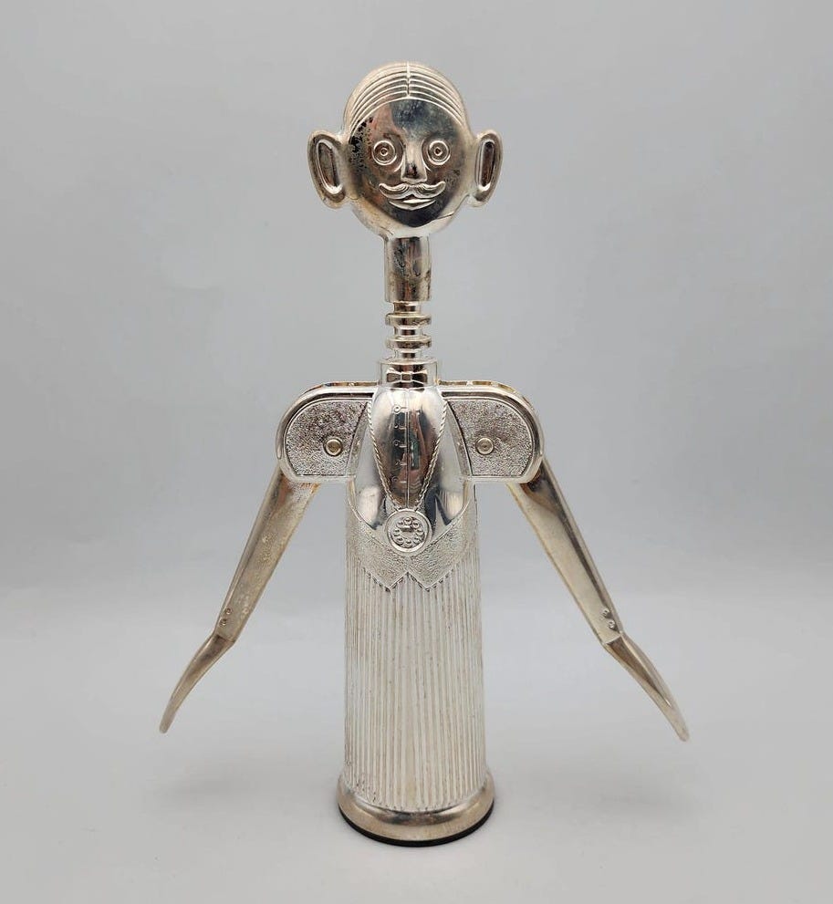 Italian silver plated corkscrew / Pierre Le Sommelier image 1