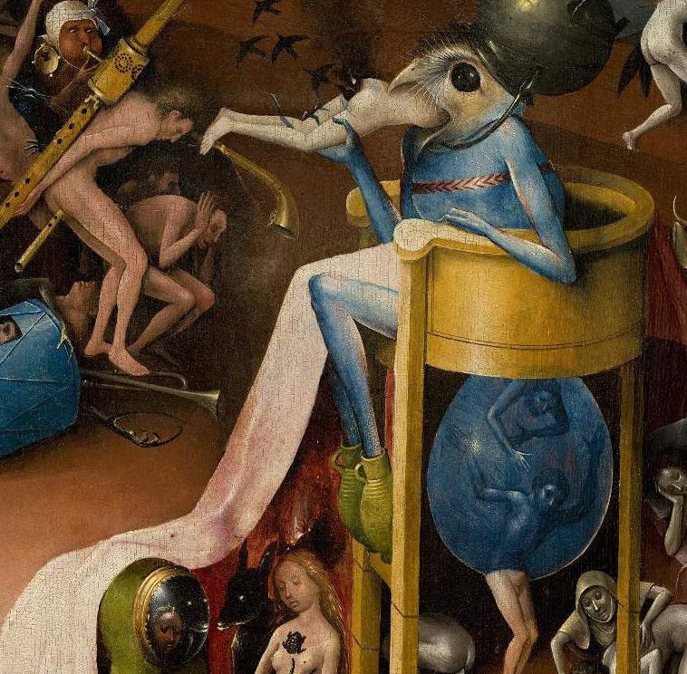 Hell panel with hybrid creatures