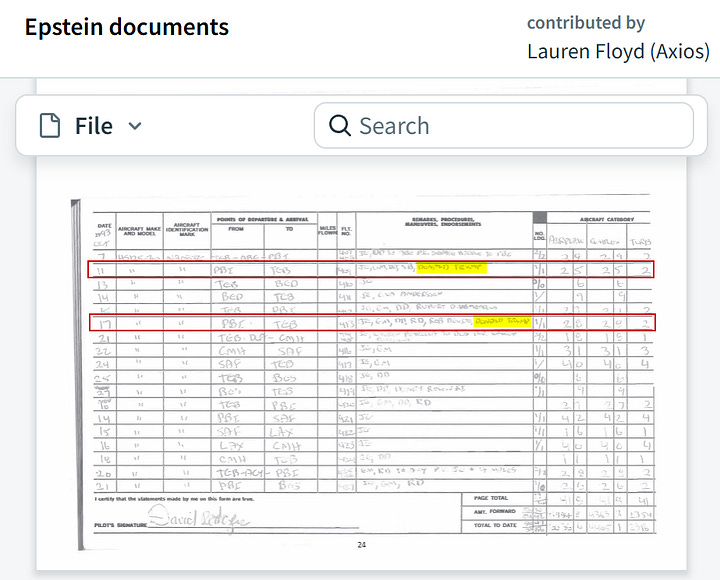 Donald Trump Appears in Epstein's Black Book and Flight Logs
