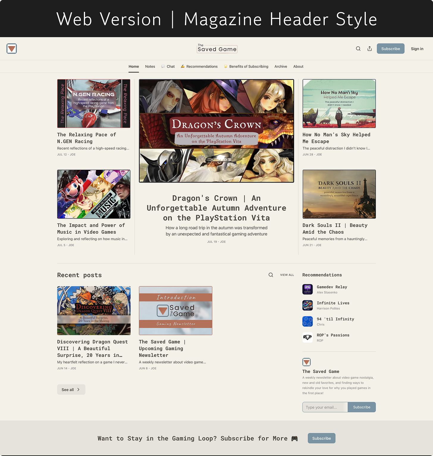 Example of the web version showing the Magazine layout.