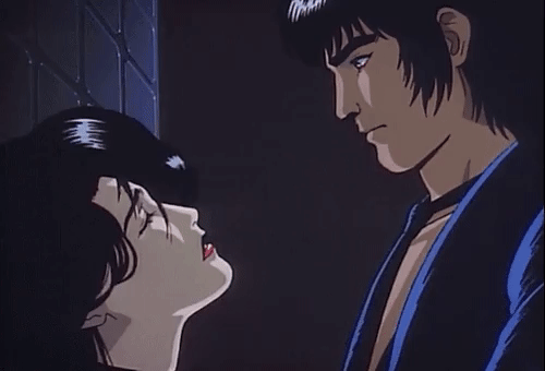 This may contain: an animated image of two people facing each other and one is staring at the other This may contain: an animated image of two people facing each other and one is staring at the other