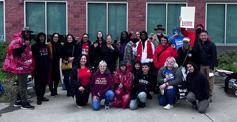 pictures of CFA activists and officers wearing red CFA t-shirts