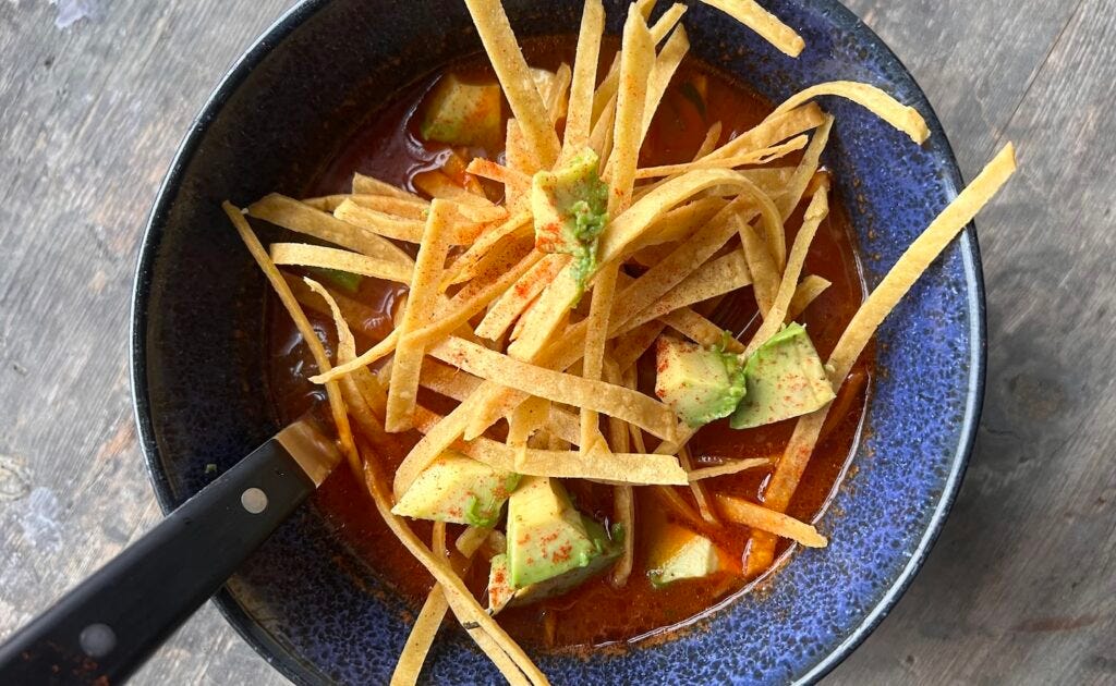 tortilla soup with salsa macha - easy to make tortilla soup 