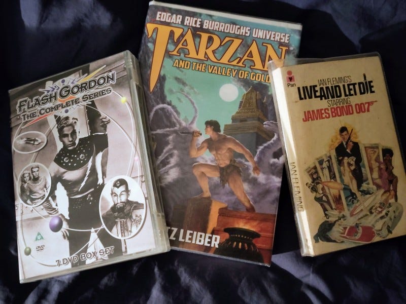 Flash Gordon DVD, Tarzan and James Bond books