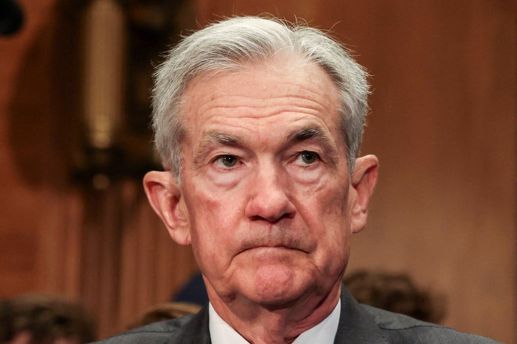 Jerome Powell testifying before the Senate Banking Committee.