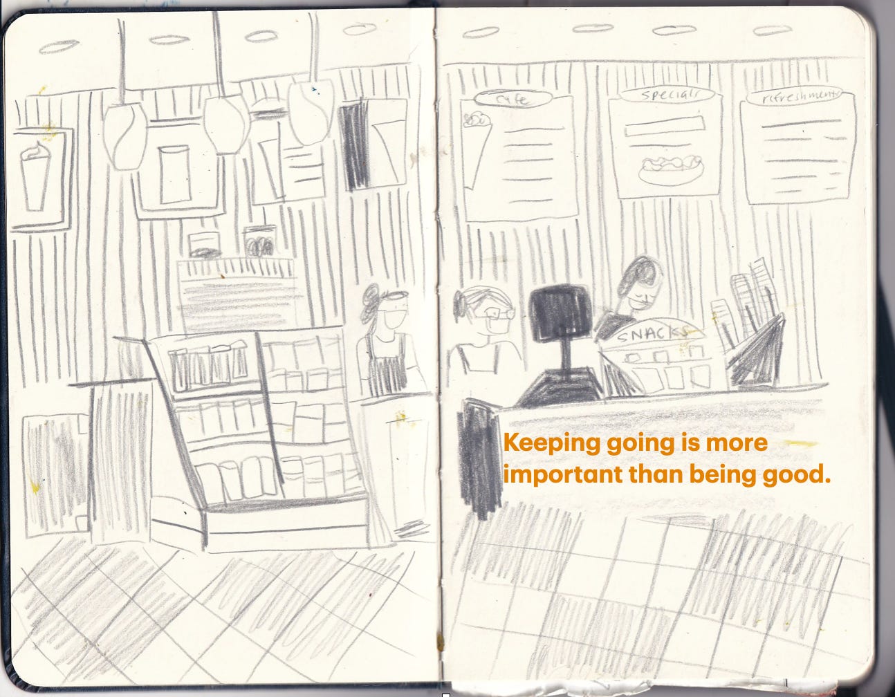 coffee shop sketch by Beth Spencer coffee shop sketch by Beth Spencer