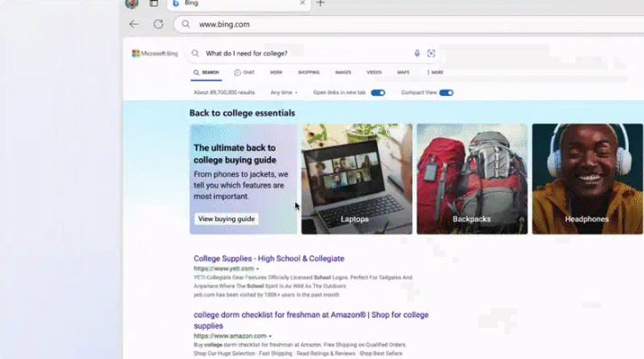 Bing auto-shopping guide