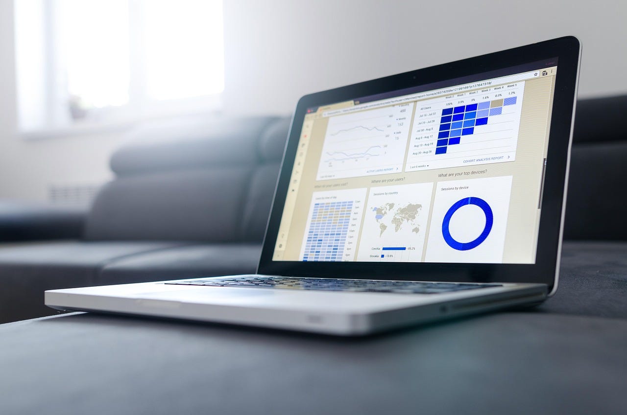 A laptop with data on the screen A laptop with data on the screen