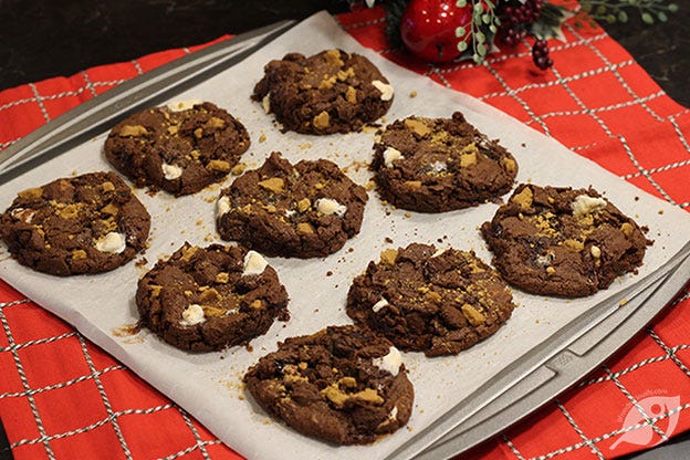 Bake for about 12-14 minutes or until the edges are firm and the marshmallows on top are slightly toasted. Bake for about 12-14 minutes or until the edges are firm and the marshmallows on top are slightly toasted.