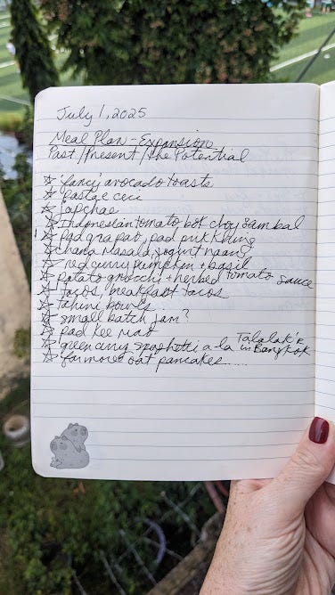 notebook list of cooking ideas