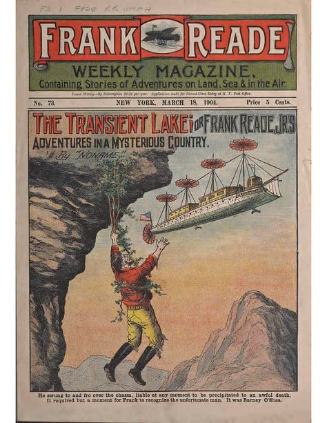Dime Novels featuring Frank Reade Jr. and Jack Wright, boy inventors. 