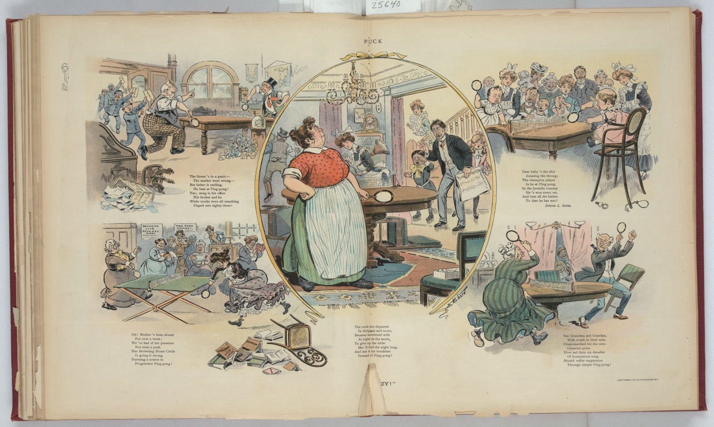 An old cartoon of a person in a room

Description automatically generated