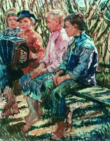 Joyful Company, c.1920 - Nikolay Bogdanov-Belsky