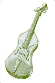 An early viola. Its sloping shoulders show its lineage from the viol. (Source - Yamaha Musical Instrument Guide)