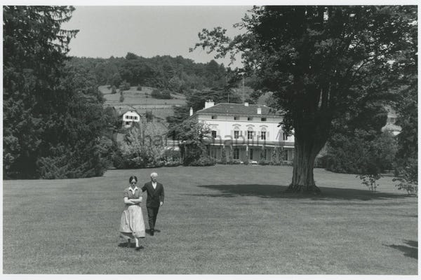 Charlie Chaplin and his wife, Oona, at the Manoir de Ban Charlie Chaplin and his wife, Oona, at the Manoir de Ban
