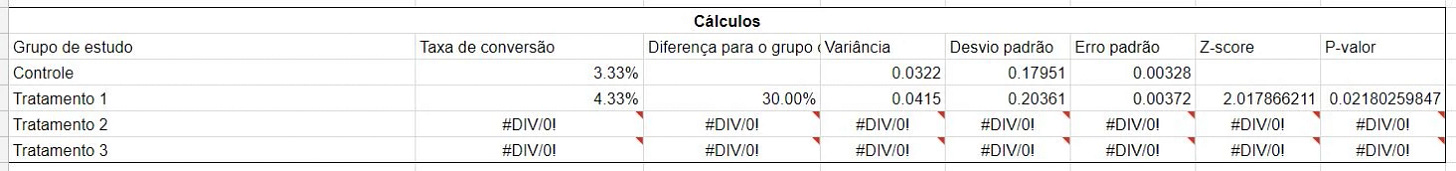 Statistical significance calculator settings.