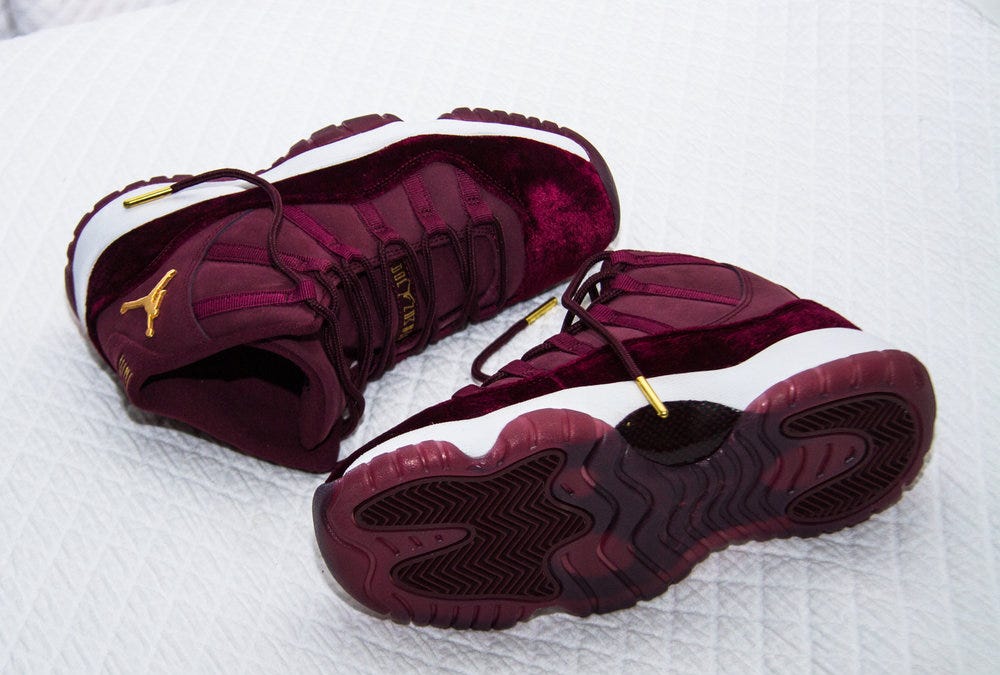 burgundy velvet jordan 11
