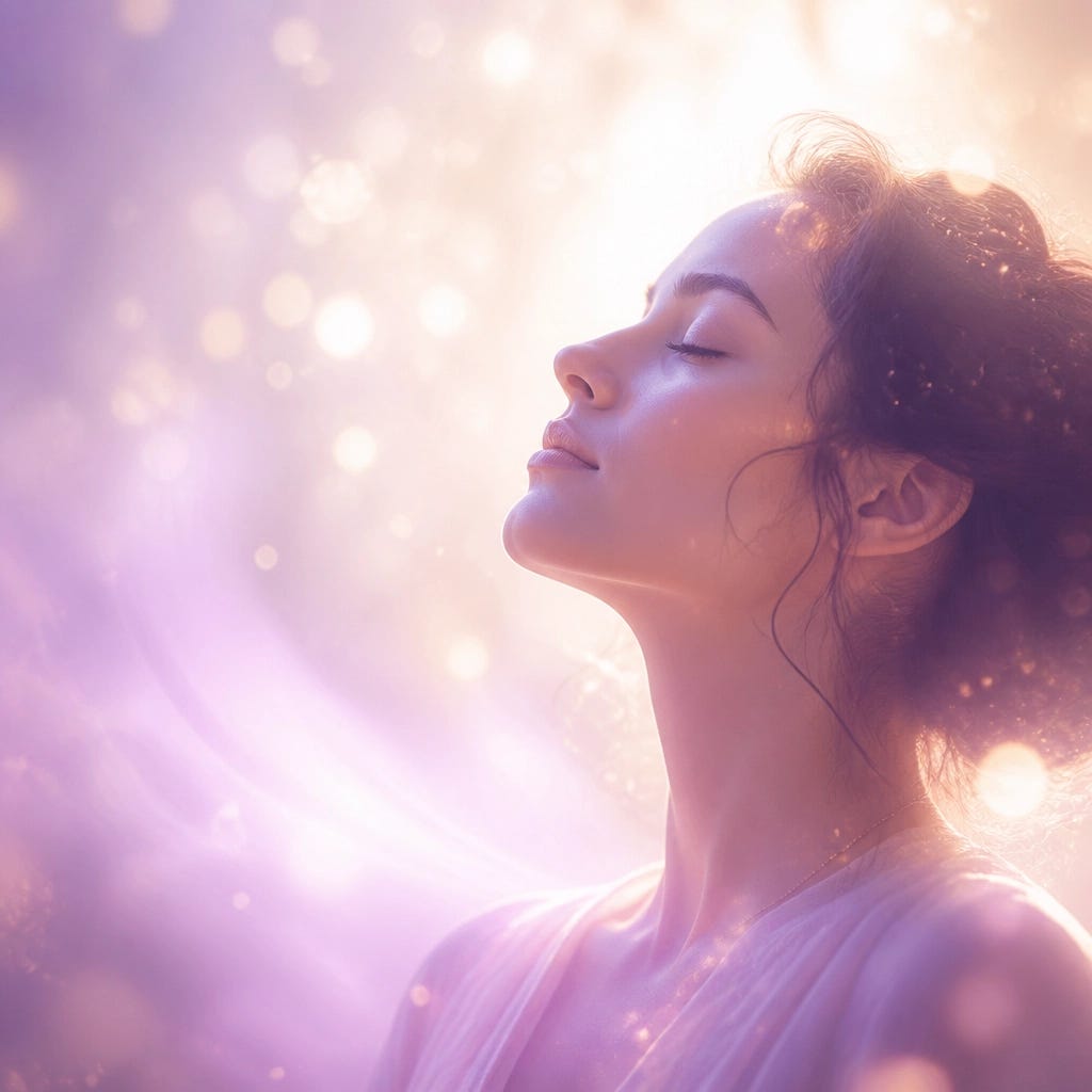 A side profile of a person with eyes closed in a moment of deep, peaceful breath