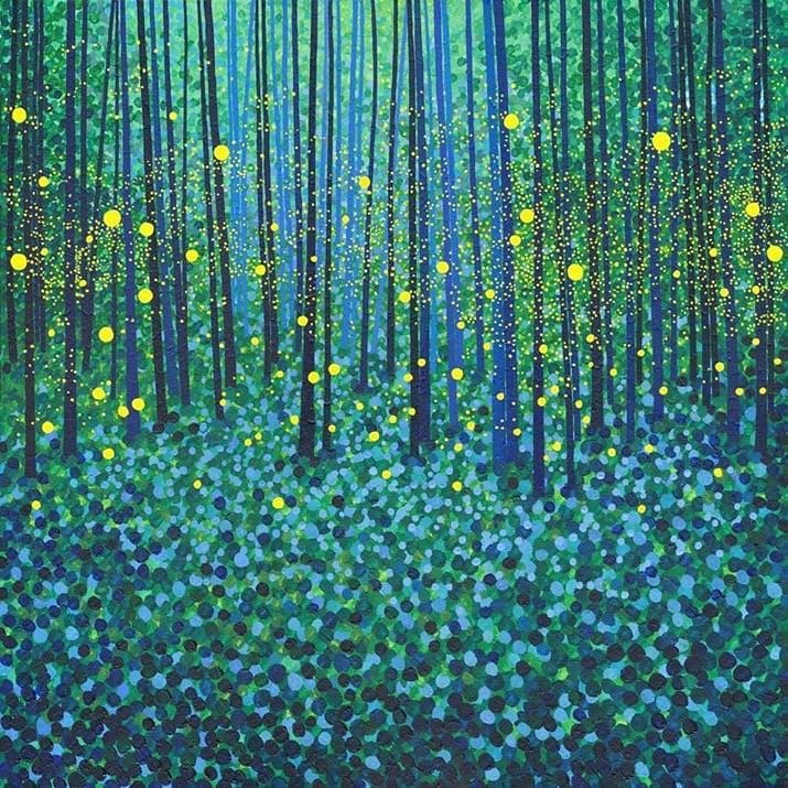 Forest Fireflies Painting by Susan Entwistle | Firefly forest digital  print, Olive tree landscape art, Firefly forest painting on wood