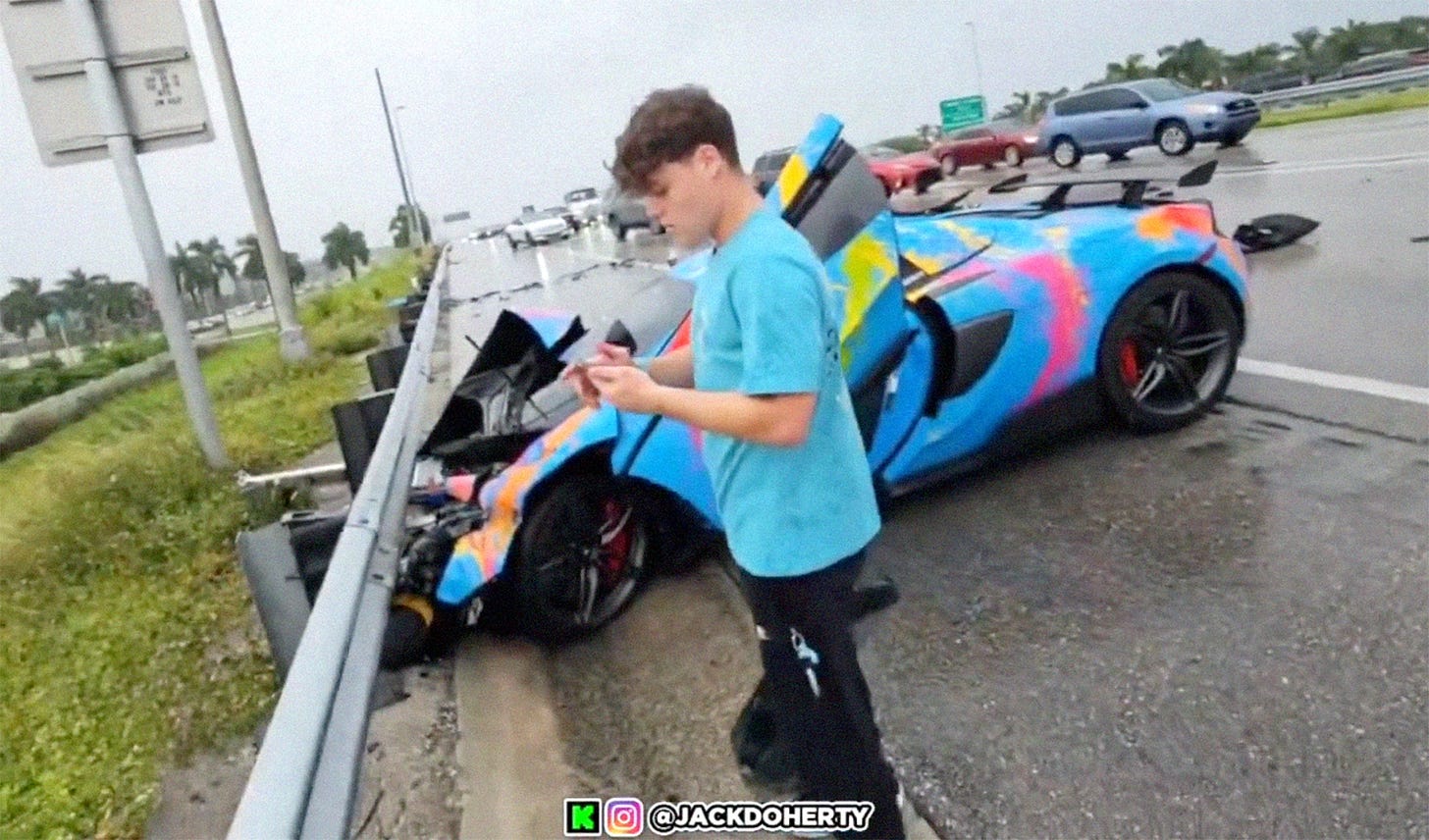 YouTuber Jack Doherty Crashes $200K McLaren on Stream