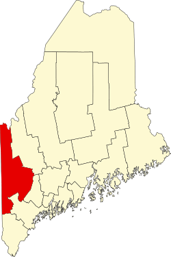 Map of Maine highlighting Oxford County