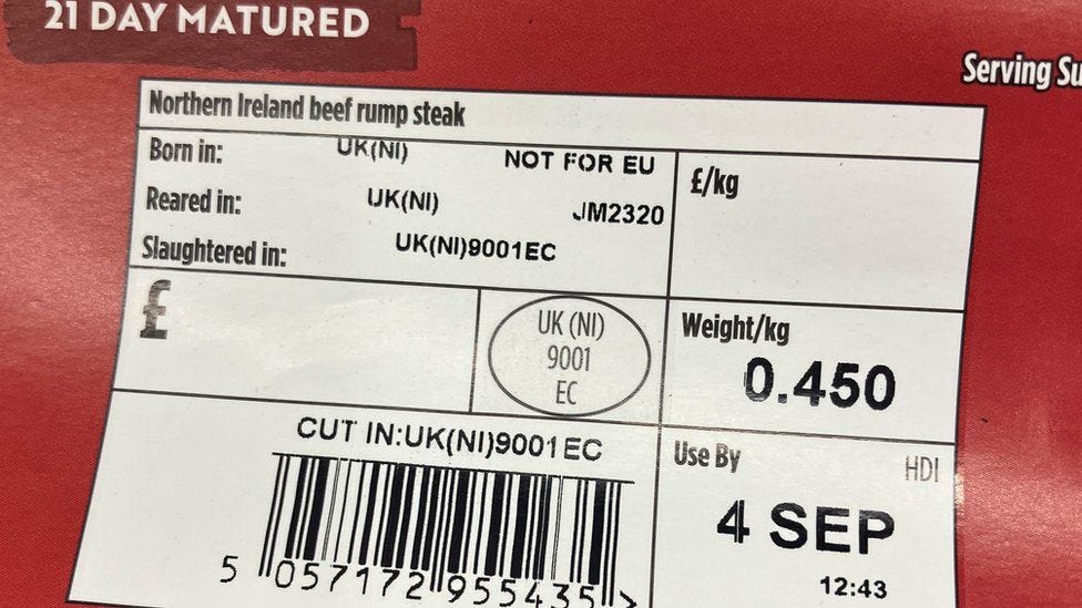 A label on a rump of beef A label on a rump of beef