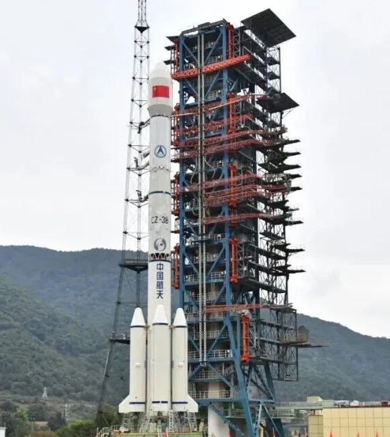 The Long March 3B/E launch vehicle at Launch Complex 2 ahead of its mission on November 21st 2025. The Long March 3B/E launch vehicle at Launch Complex 2 ahead of its mission on November 21st 2025.