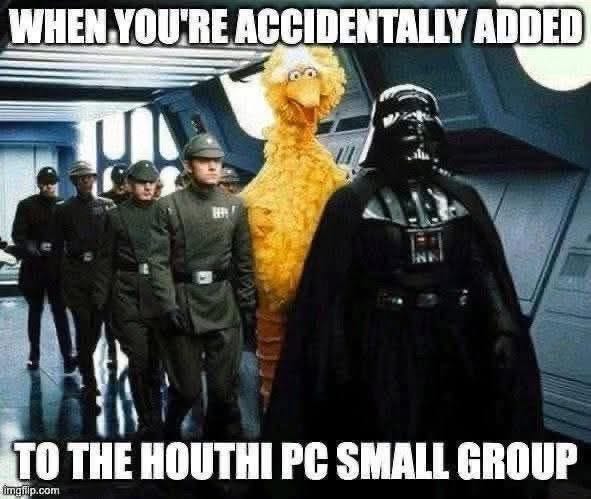 May be an image of 5 people and text that says 'WHEN YOU'RE ACCIDENTALLY ADDED ΤΟ THE ΗΟυΤΗΙ PC SMALL GROUP imgilip.c com'