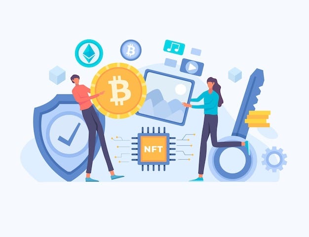 Flat design nft concept illustration