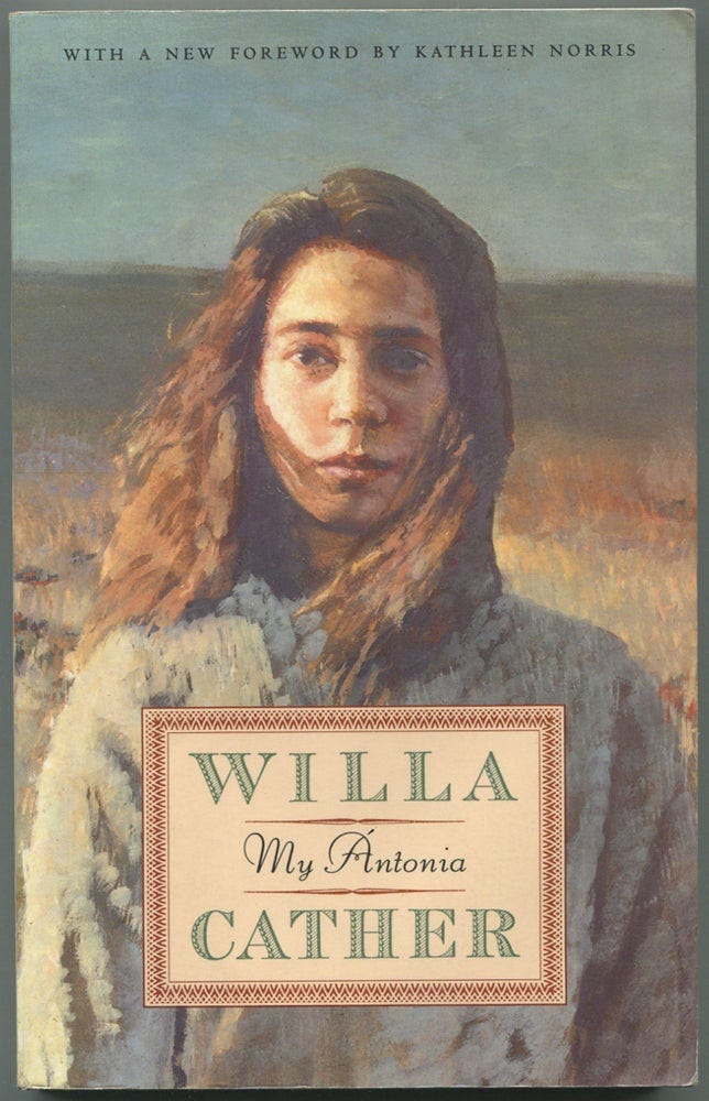 painting of a girl with brown hair on the prairie
