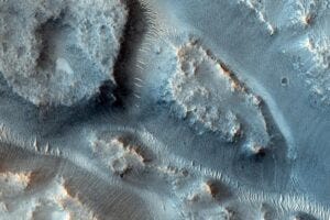 A complex valley network near Idaeus Fossae on Mars, captured by the Mars Reconnaissance Orbiter.