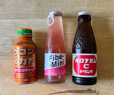 Konbini energy drinks and sparkling non alcoholic sake