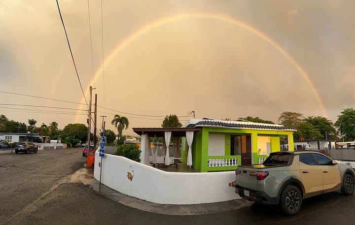 Sunset and double rainbow at Rincon