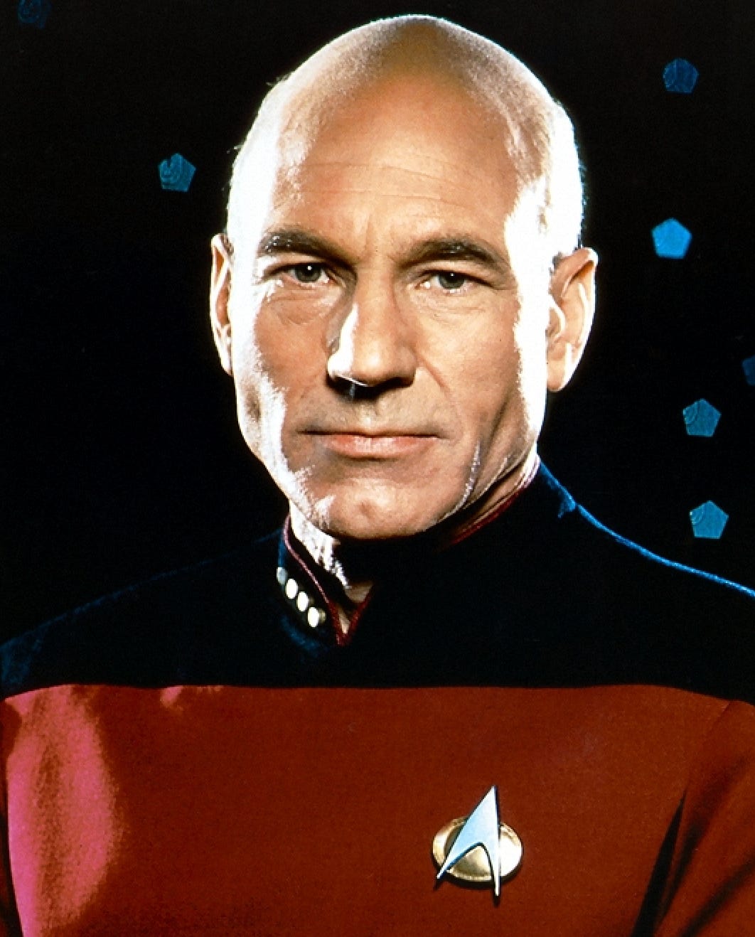 A portrait of Jean Luc Picard from Star Trek.