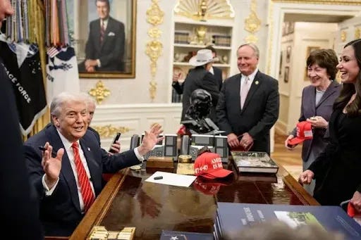 Susan Collins with Donald Trump in the Oval Office